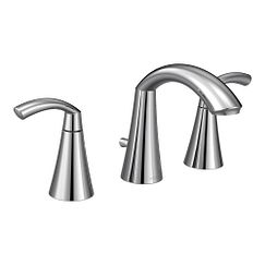 Chrome two-handle high arc bathroom faucet