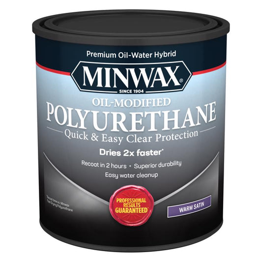 Minwax Satin Clear Water-Based Latex Oil-Modified Polyurethane 1 qt.