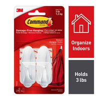 3M Command Medium Plastic Hook 3-1/8 in. L 2 pk (Pack of 6)