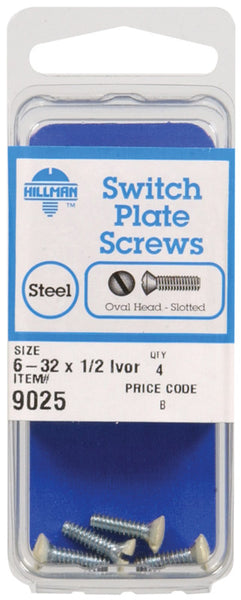 Hillman No. 6-32 x 1/2 in. L Slotted Oval Head Steel Machine Screws 4 pk (Pack of 10)
