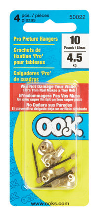 OOK Professional Picture Hanger 10 lb. 4 pk Steel (Pack of 12)