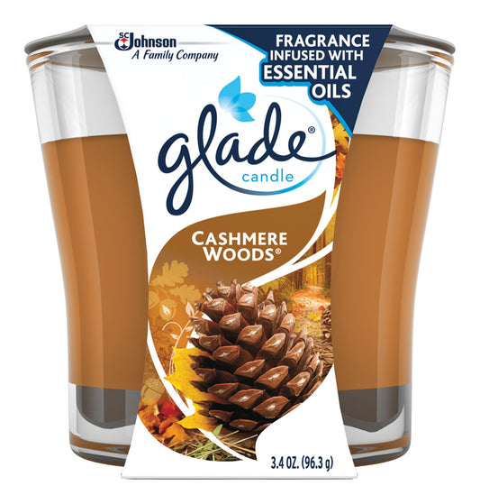 Glade Brown Cashmere Woods Scent Jar Air Freshener Candle 3-1/16 in. H x 3-1/4 in. Dia. (Pack of 6)