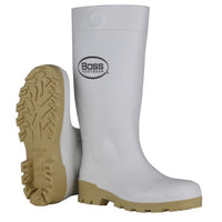 Boss Unisex PVC Plain Boots White 11 US Waterproof 1 pair 16 in.