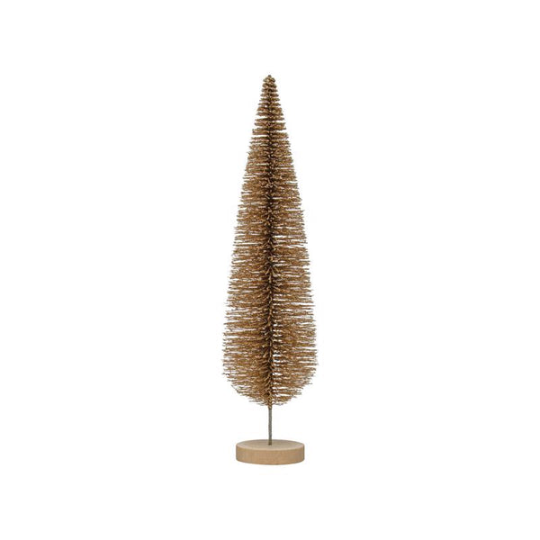 Creative Co-Op Enchanted Christmas Gold Bottle Brush Tree Table Decor 15 in. (Pack of 8)