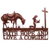 De Leon Collections Metal Faith , Hope And Love Cowgirl Sign 20.8" X 14"