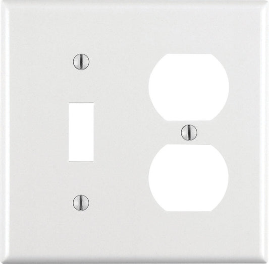 Leviton White 2 gang Plastic Duplex/Toggle Wall Plate 1 pk (Pack of 25)