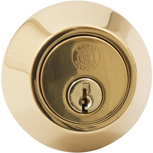 Cerrojo de seguridad de grado 3, cilindro simple, ranura SC, latón pulido de Stone Harbor Hardware