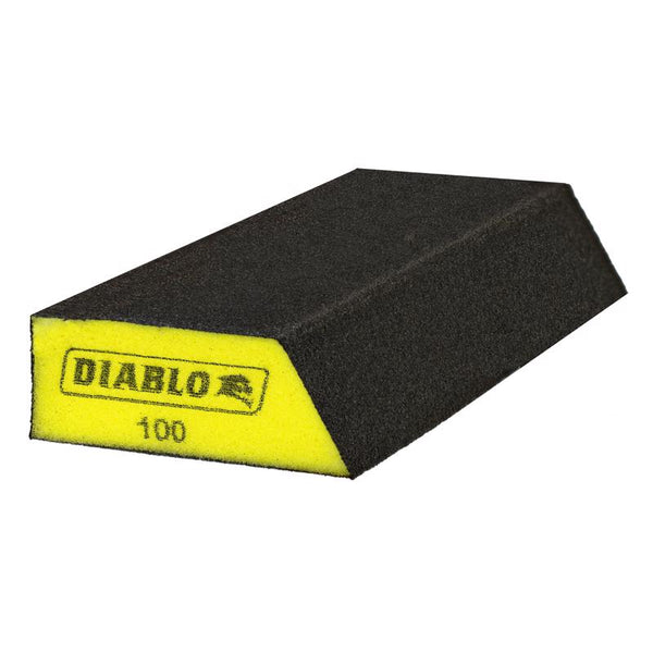 Esponja para lijar esquinas en ángulo fino de grano 100 de Diablo, 8 pulg. de largo x 3 pulg. de ancho x 1 pulg.