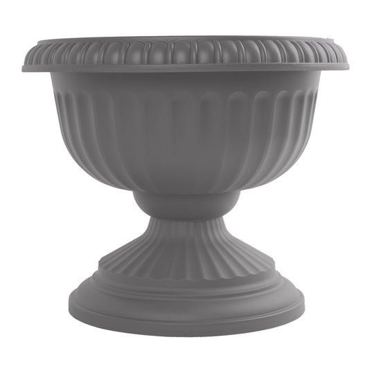 Bloem 14.8 in. H X 17.8 in. D Plastic Grecian Urn Flower Pot Charcoal (Pack of 6).