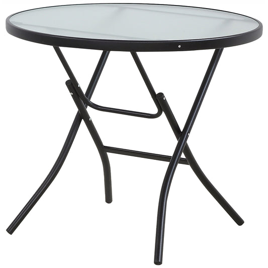 Living Accents Round Black Glass Folding Table
