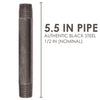 BK Products 1/2 in. MPT x 5-1/2 in. L Black Steel Nipple (Pack of 5)