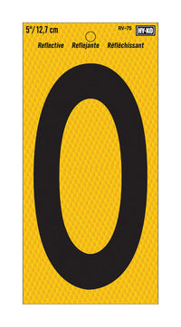 Hy-Ko 5 in. Reflective Black Vinyl Number 0 Self-Adhesive 1 pc. (Pack of 10)