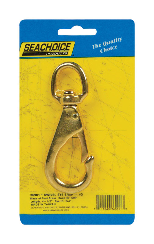 Seachoice Cast Brass Brass 4-1/2 in. L Swivel Eye Snap Hook 1 pk