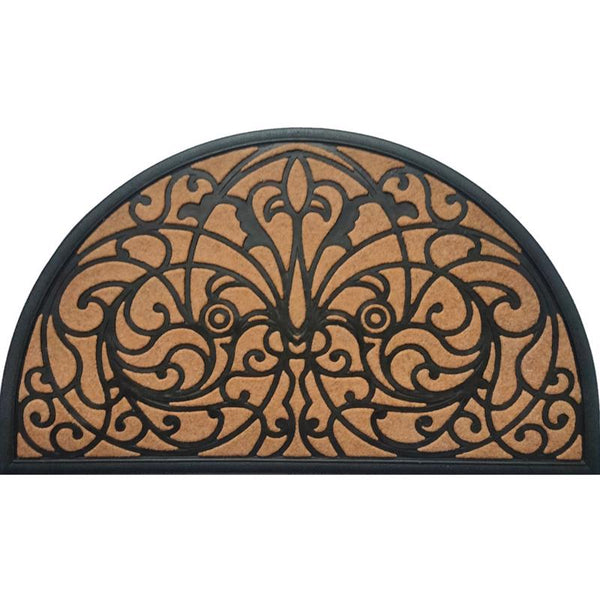 Tapete para puerta de goma Direct Home Textiles Goup, semicircular, negro/marrón, 18" de ancho X 30" de largo (paquete de 6)