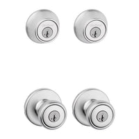 Kwikset Tylo Satin Chrome Deadbolt and Entry Door Knob 1-3/4 in.
