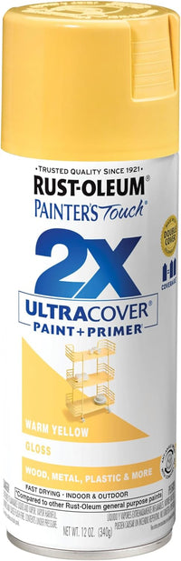 Rust-Oleum Painter'S Touch Ultra Cover Gloss Warm Yellow Spray Paint 12 Oz. (Pack Of 6)