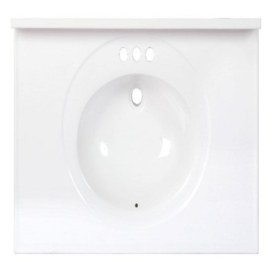 Arstar Standard Cultured Marble Bathroom Sink 37 in. W X 22 in. D White