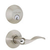 Schlage Flair Satin Nickel Lever and Single Cylinder Deadbolt 1-3/4 in.