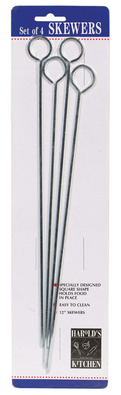 Harold's Kitchen Silver Chrome Barbecue Skewers