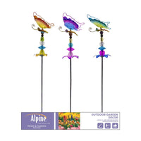 Alpine Multicolored Glass/Metal 36 in. H X 6 in. L X 6 in. W Butterfly/Flower/Jewels Outdoor Garden (Pack of 24)
