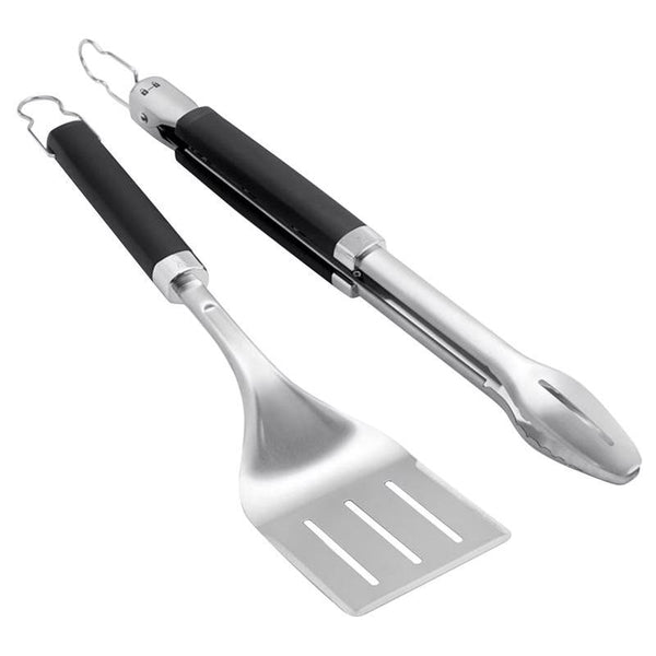 Weber Precision Stainless Steel Black/Silver Grill Tool Set 2 pc (Pack of 4)