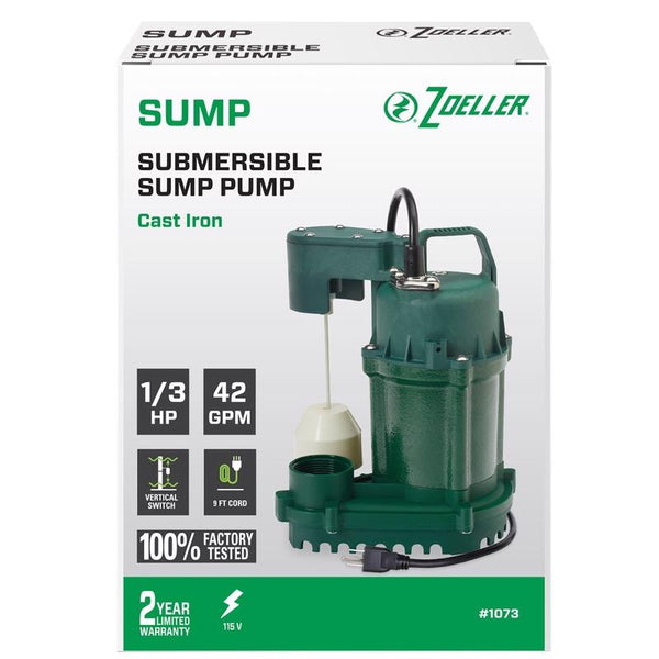 Zoeller 1/3 HP 2520 gph Cast Iron Vertical Float Switch AC Submersible Sump Pump - Deal of The Week