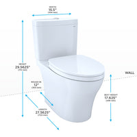 TOTO® Aquia® IV Two-Piece Elongated Dual Flush 1.28 and 0.9 GPF Universal Height Toilet with CEFIONTECT®, WASHLET®+ Ready, Cotton White - MS446124CEMFGN#01