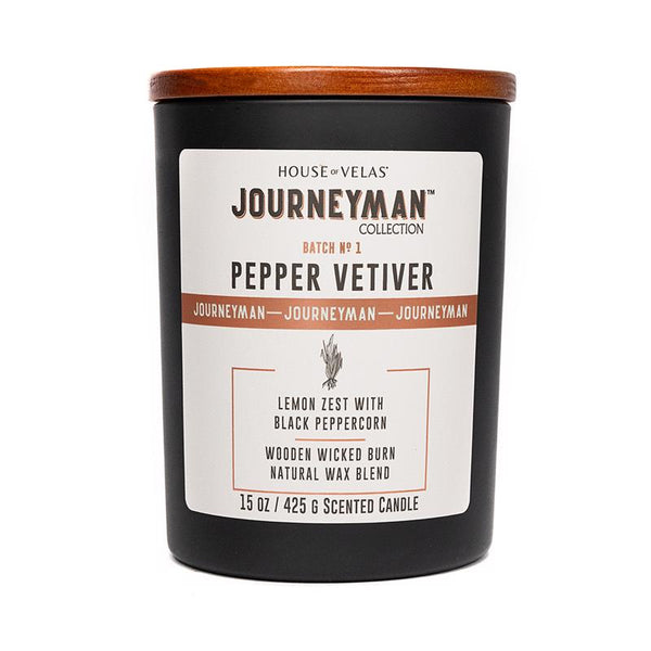 Vela aromática House of Velas Journeyman Black Black Pepper Vetiver 15 oz (Paquete de 4)