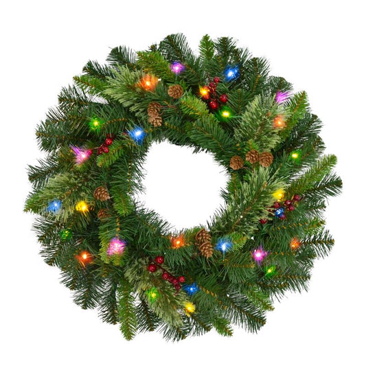 Celebrations Home 24 in. D LED Prelit Multicolored Wreath (Pack of 4)