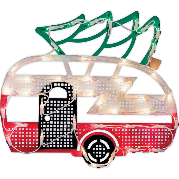 Decoración para ventana con silueta de caravana iluminada multicolor de IG Design, 17 pulgadas