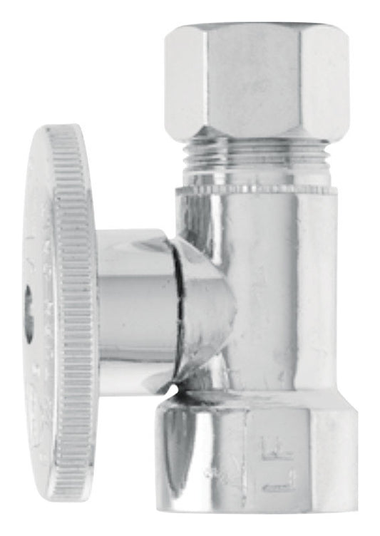Keeney Chrome Plated Brass Lead Free Quarter Turn Straight Valve 1/2 FIP x 1/2 O.D. in.