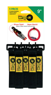 Wrap-It Super-Stretch 1 in. W X 9 in. L Black Stretch Storage Straps 10 lb 5 pk - Deal of The Week