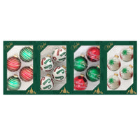 Christmas by Krebs Green/Red/White Ornaments (Pack of 12)
