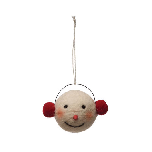 Creative Co-Op Multicolored Snowman Head with Earmuffs Ornament 2.36 in. (Pack of 12)