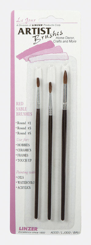 Linzer No. 1, 3, 5 W Round Artist Paint Brush Set (Pack of 12)