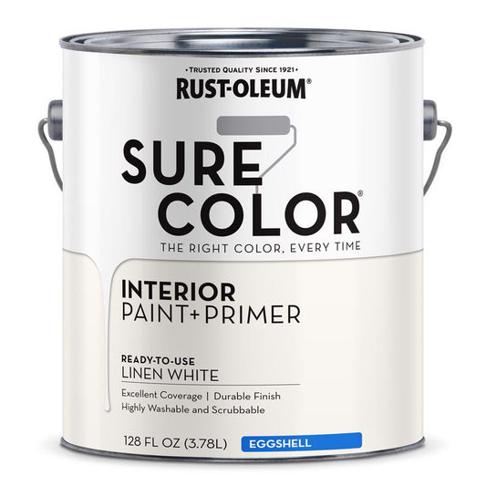 Rust-Oleum Sure Color Eggshell Linen White Water-Based Paint + Primer Interior 1 gal (Pack of 2)