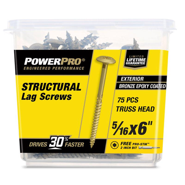 Power Pro 5/16 in. X 6 in. L Star Carbon Steel Lag Screw 75 pk