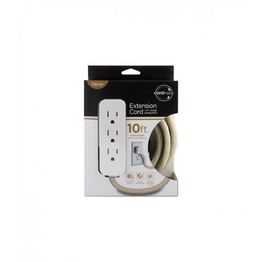 Cordinate Indoor 10 ft. L Tan/White Extension Cord 10/3