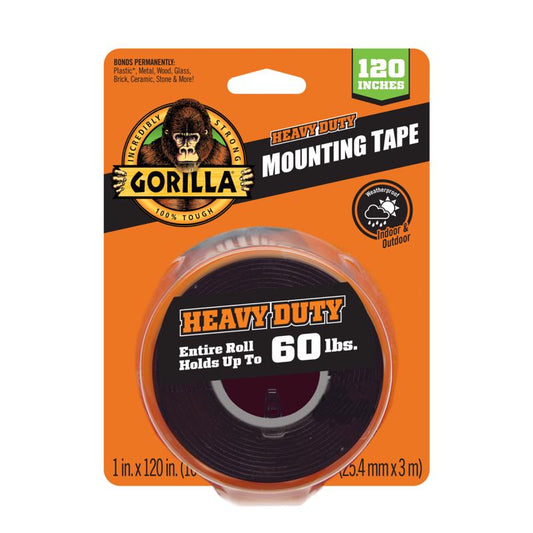 Gorilla Heavy Duty 1 in. W x 120 in. L Mounting Tape Black