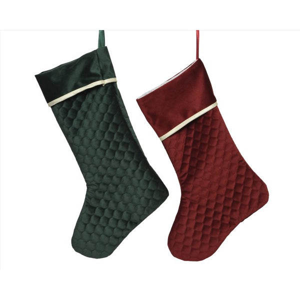 Decoris Assorted Solid Velvet Christmas Stocking 0.12 in. (Pack of 28)