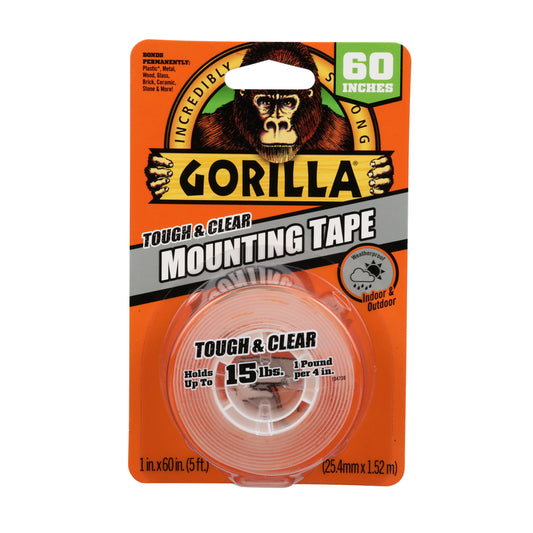 Gorilla 1 in. W x 60 in. L Mounting Tape Clear (Pack of 6)