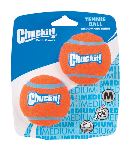 Chuckit! Blue/Orange Rubber Ball Launcher Tennis Balls Medium 2 pk