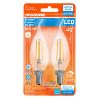 Sylvania Natural B10 E12 (Candelabra) LED Bulb Daylight 40 Watt Equivalence 2 pk