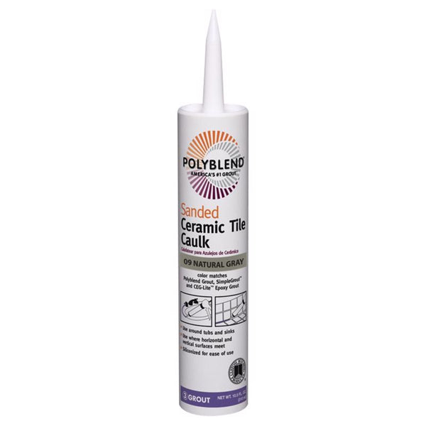 Masilla acrílica siliconada para baldosas Polyblend de Custom Building Products, color gris natural, 10,5 oz