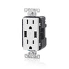 Leviton White Thermoplastic 15A 125V 14 to 12 ga. 5-15R Tamper-Resistant Outlet & USB Charger
