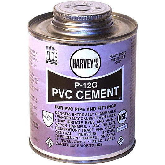 Harvey's P-12G Gray Cement For PVC 16 oz