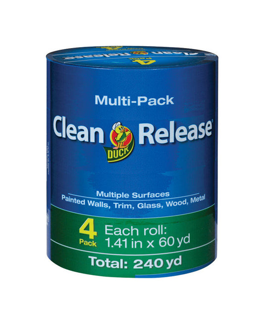 Duck Clean Release 1.41 in. W X 60 yd L Blue Medium Strength Painter's Tape 4 pk