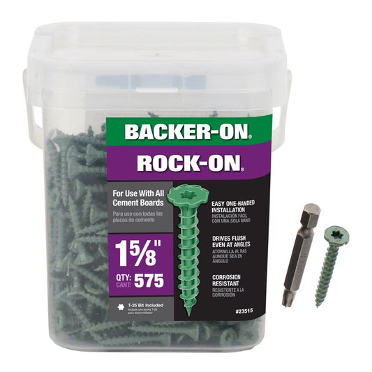 Backer-On Rock-On No. 9 X 1-5/8 in. L Star Flat Head Cement Board Screws 575 pk