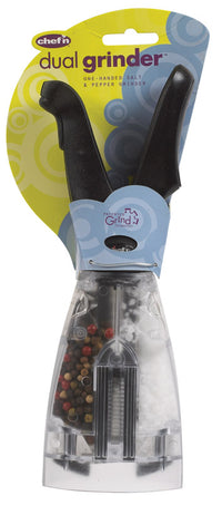 Chef'n  Dual Grinder  3 in. W x 9 in. L Black/Clear  Plastic  Salt and Pepper Shaker