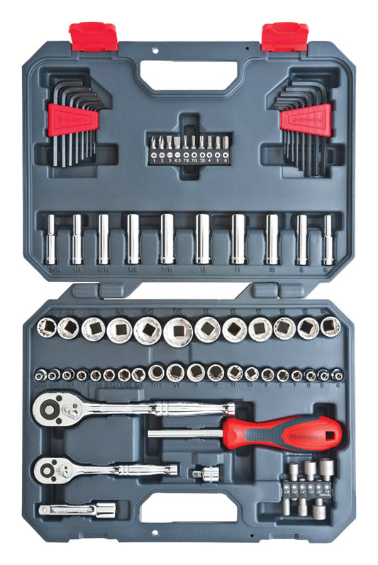 Crescent 1/4 and 3/8 in. drive SAE/Metric 6 and 12 Point Socket Wrench Set 84 pc